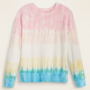 XL • Old Navy • Vintage Crewneck Lightweight Dip Dyed Rainbow Tie Dye Sweater